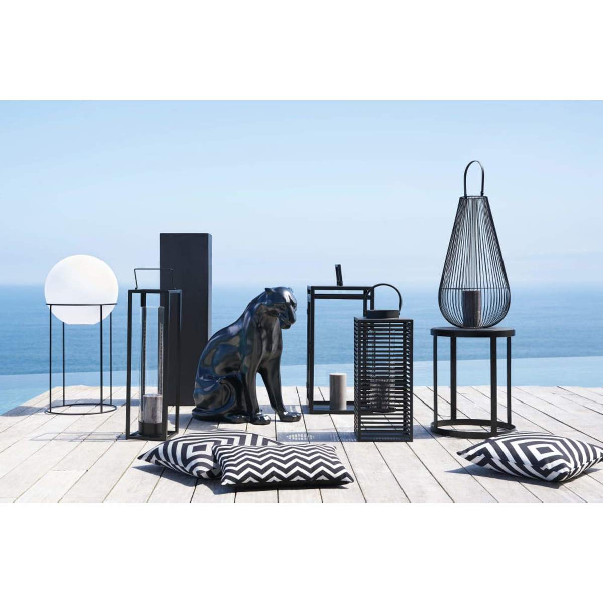 Black Stone and Metal Side Table – image 4