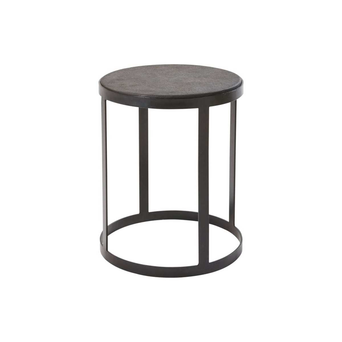 Black Stone and Metal Side Table – image 1