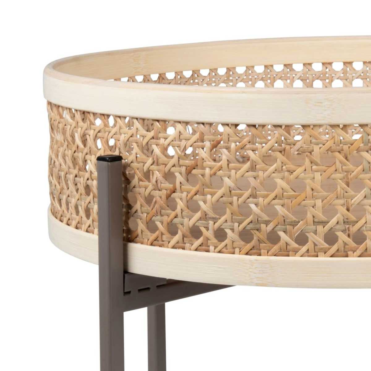 Metal and Rattan Side Table – image 3