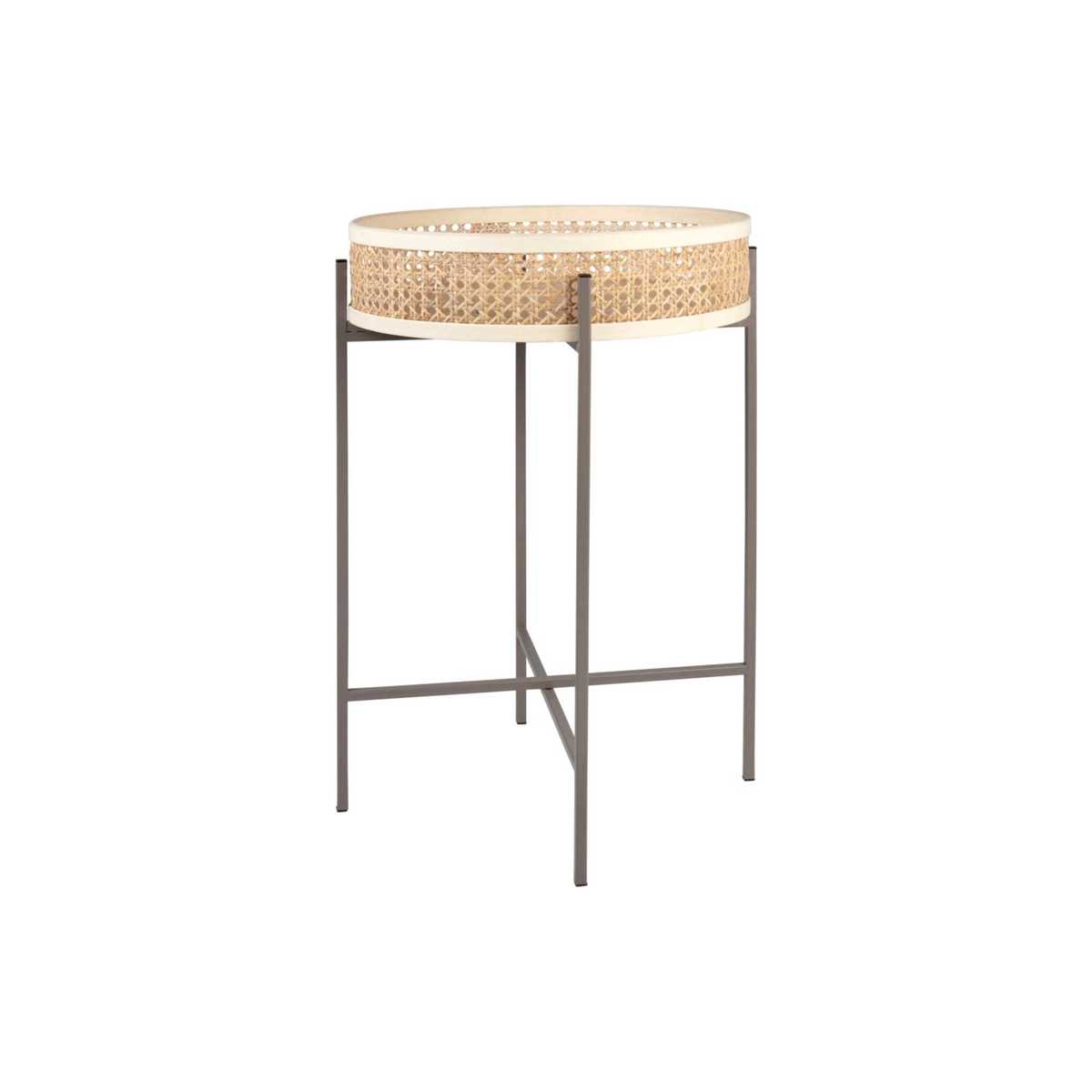 Metal and Rattan Side Table – image 2