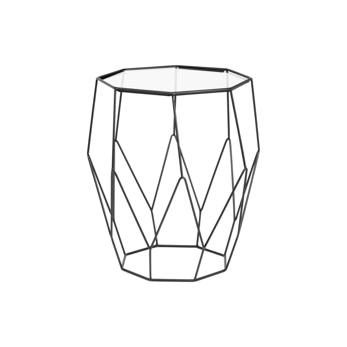 Octagonal Black Metal and Glass Side Table – image 2
