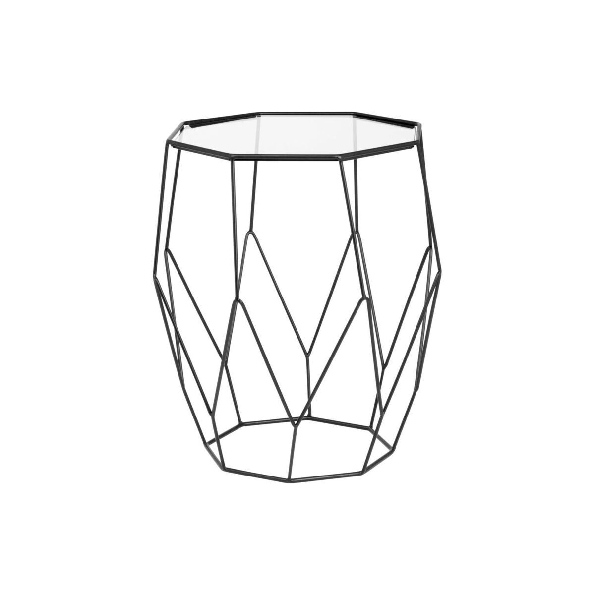 Octagonal Black Metal and Glass Side Table – image 1