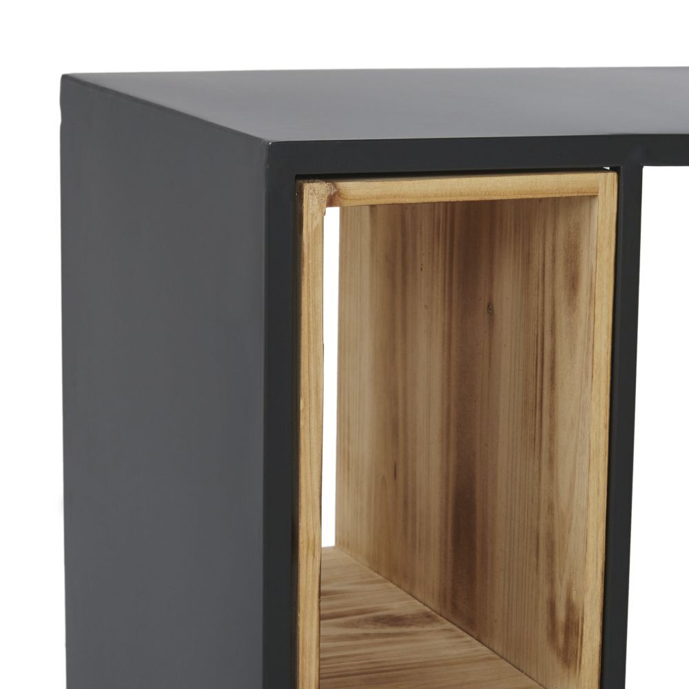 Pine and metal side table with compartments – image 3