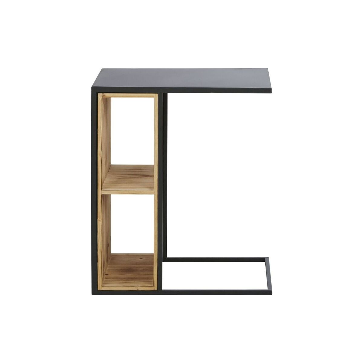 Pine and metal side table with compartments – image 2