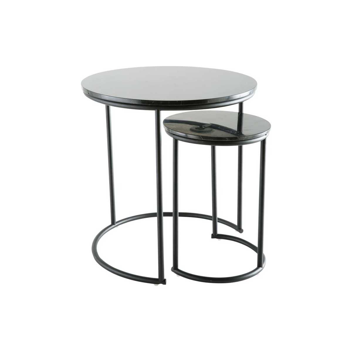 2 Black Marble Nesting End Tables – image 1