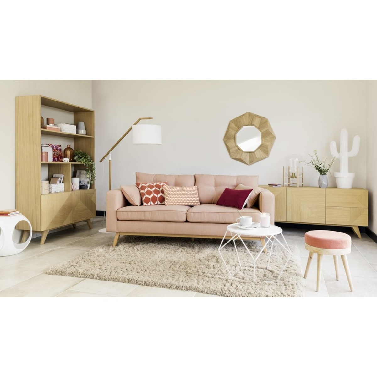 Metal round coffee table in white D 64cm Prism – image 3