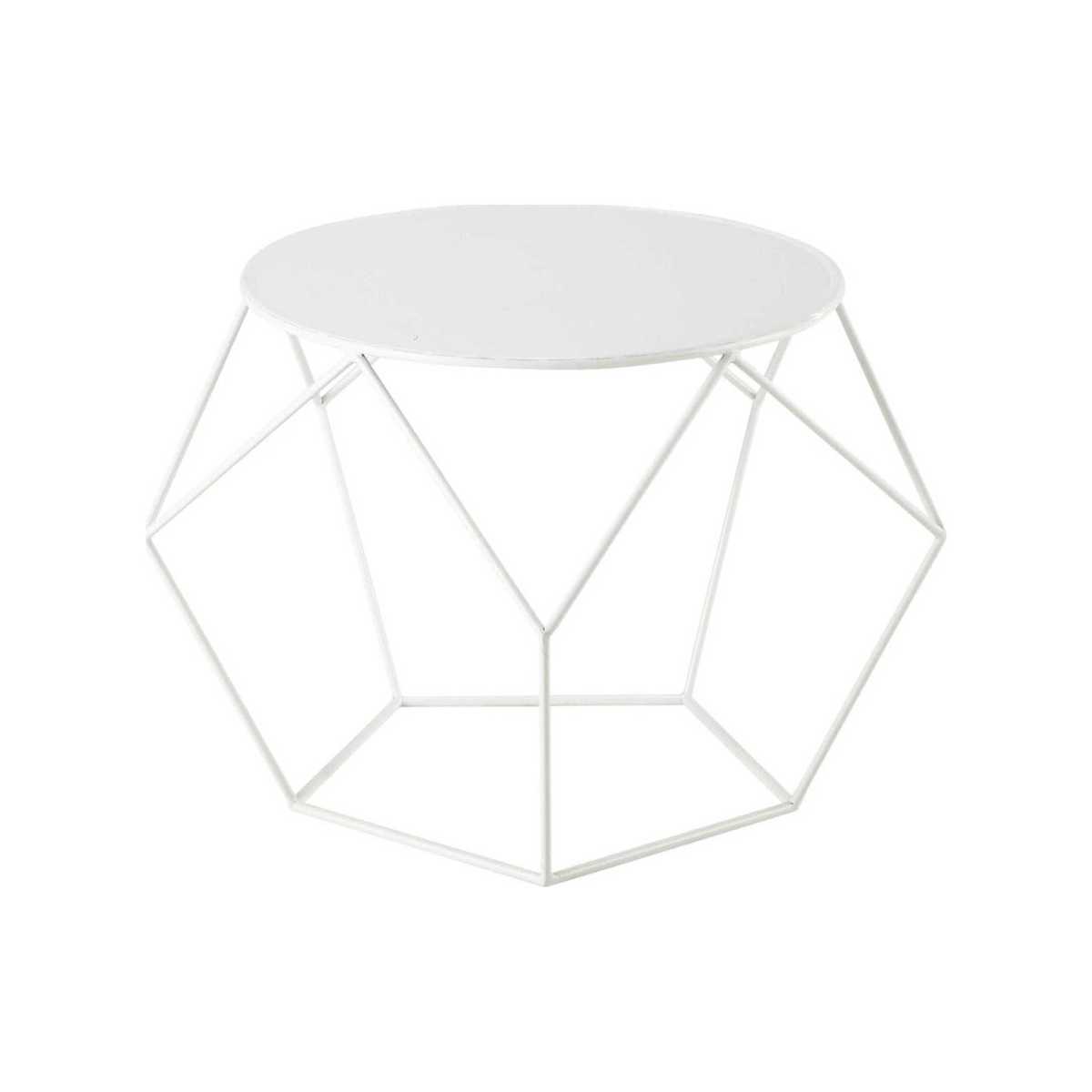 Metal round coffee table in white D 64cm Prism – image 1