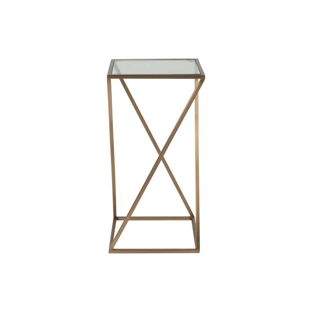 Matte Gold Metal and Glass Side Table – image 2