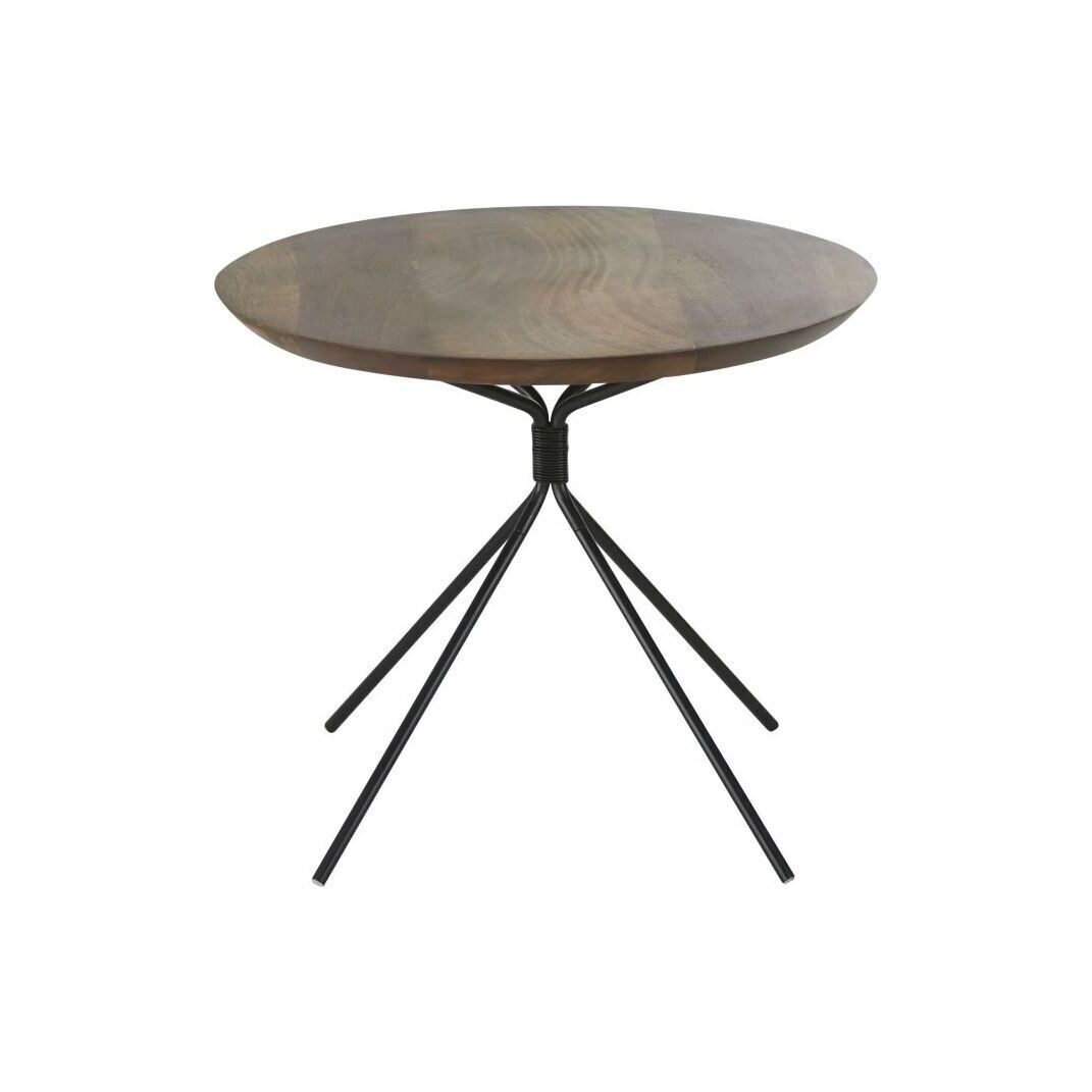 Tripod side table in black iron and mango wood – image 2
