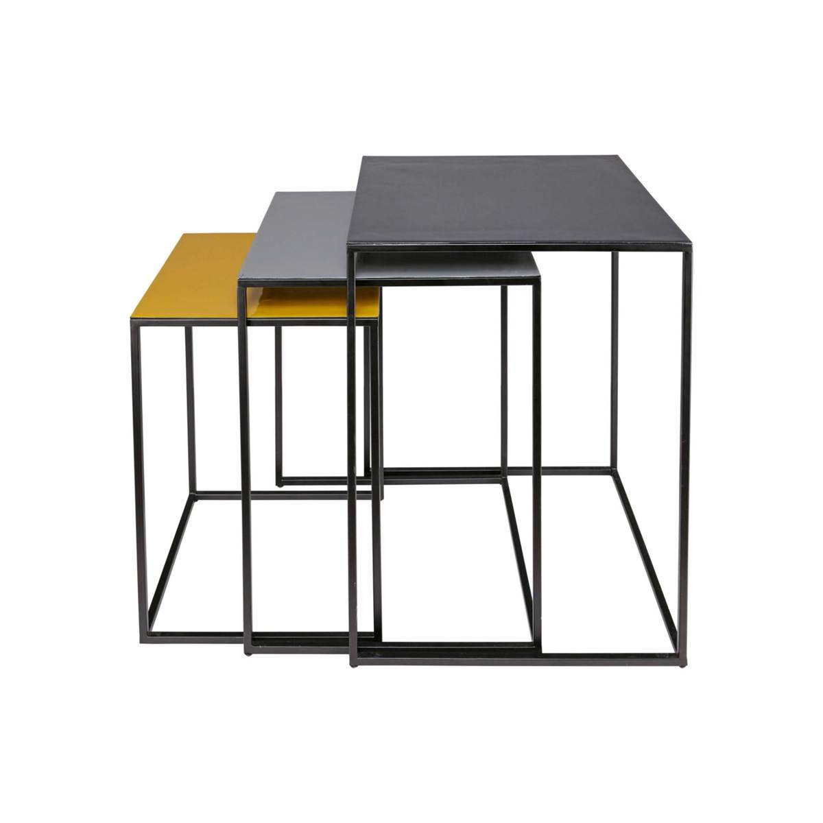 Set of 3 tricoloured metal nest of end tables – image 2