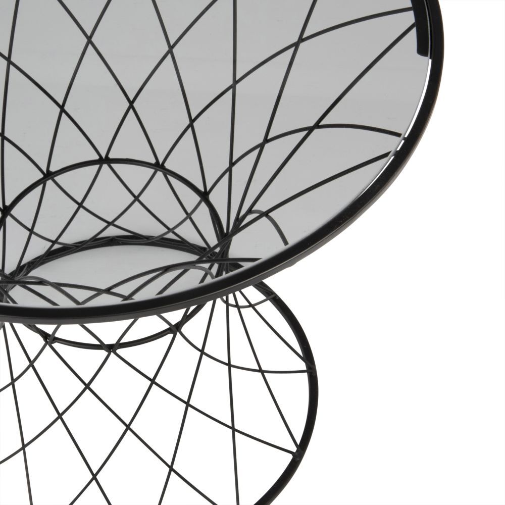 Black Tinted Glass and Wire Side Table – image 2