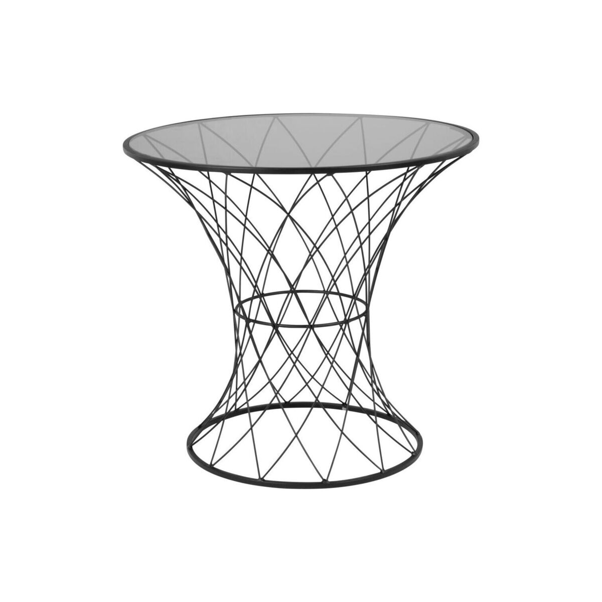 Black Tinted Glass and Wire Side Table – image 1