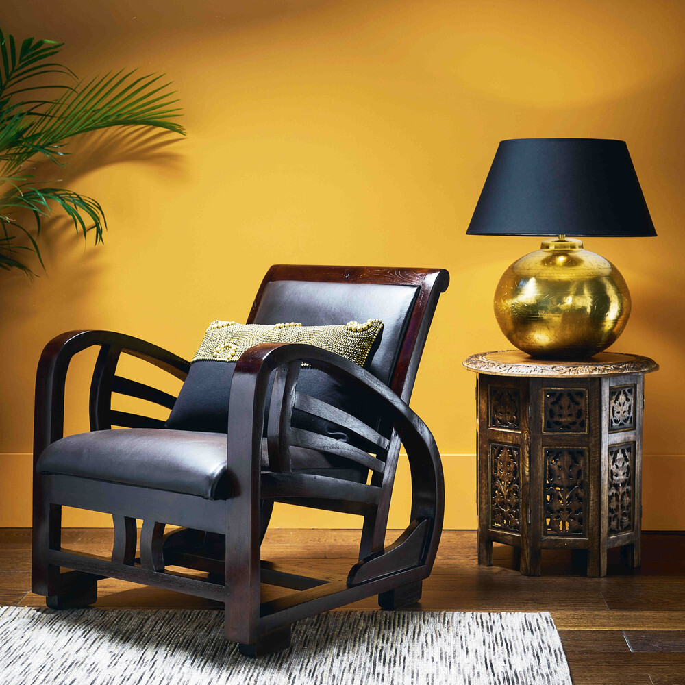 carved wood side table W 46cm – image 3