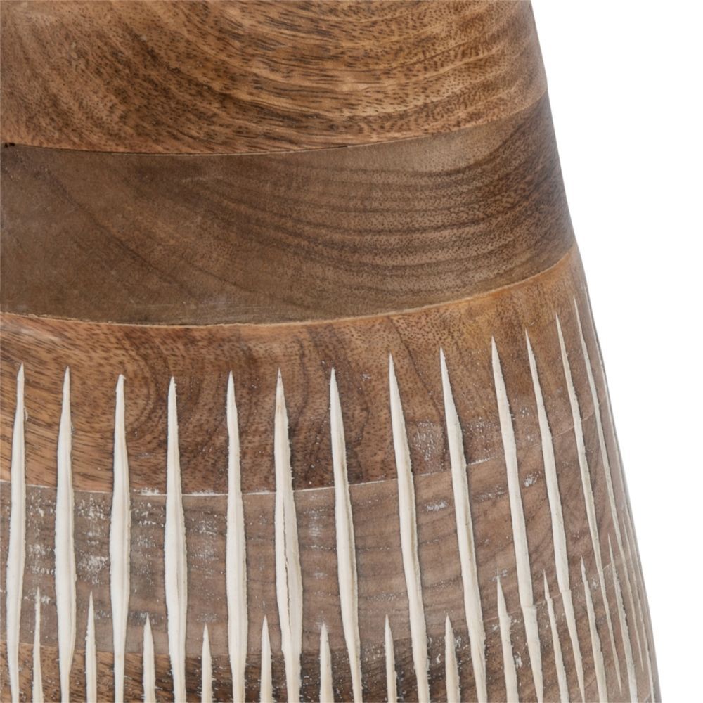 Side table in mango wood with carved white print – image 2