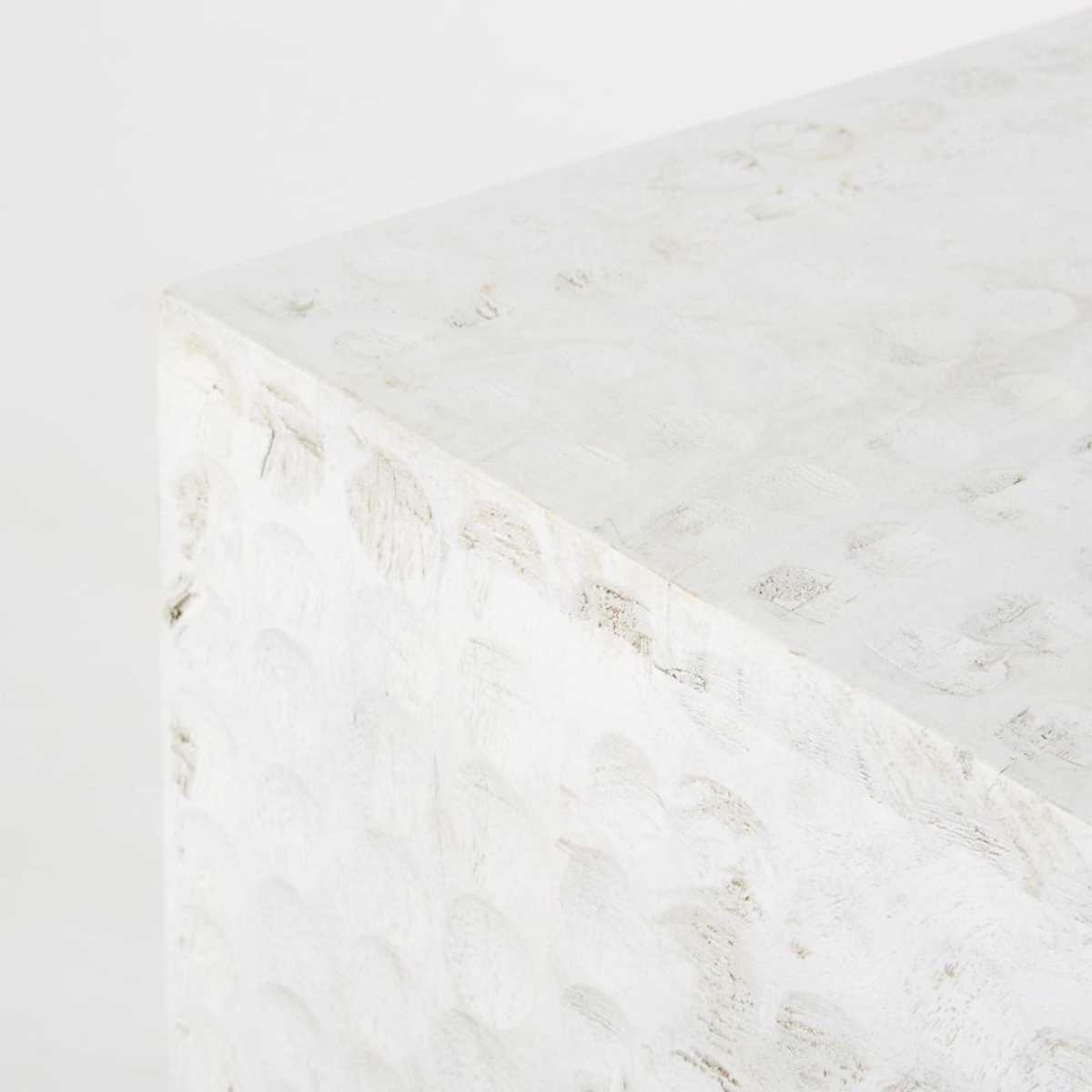 Whitewashed Carved Mango Side Table – image 3