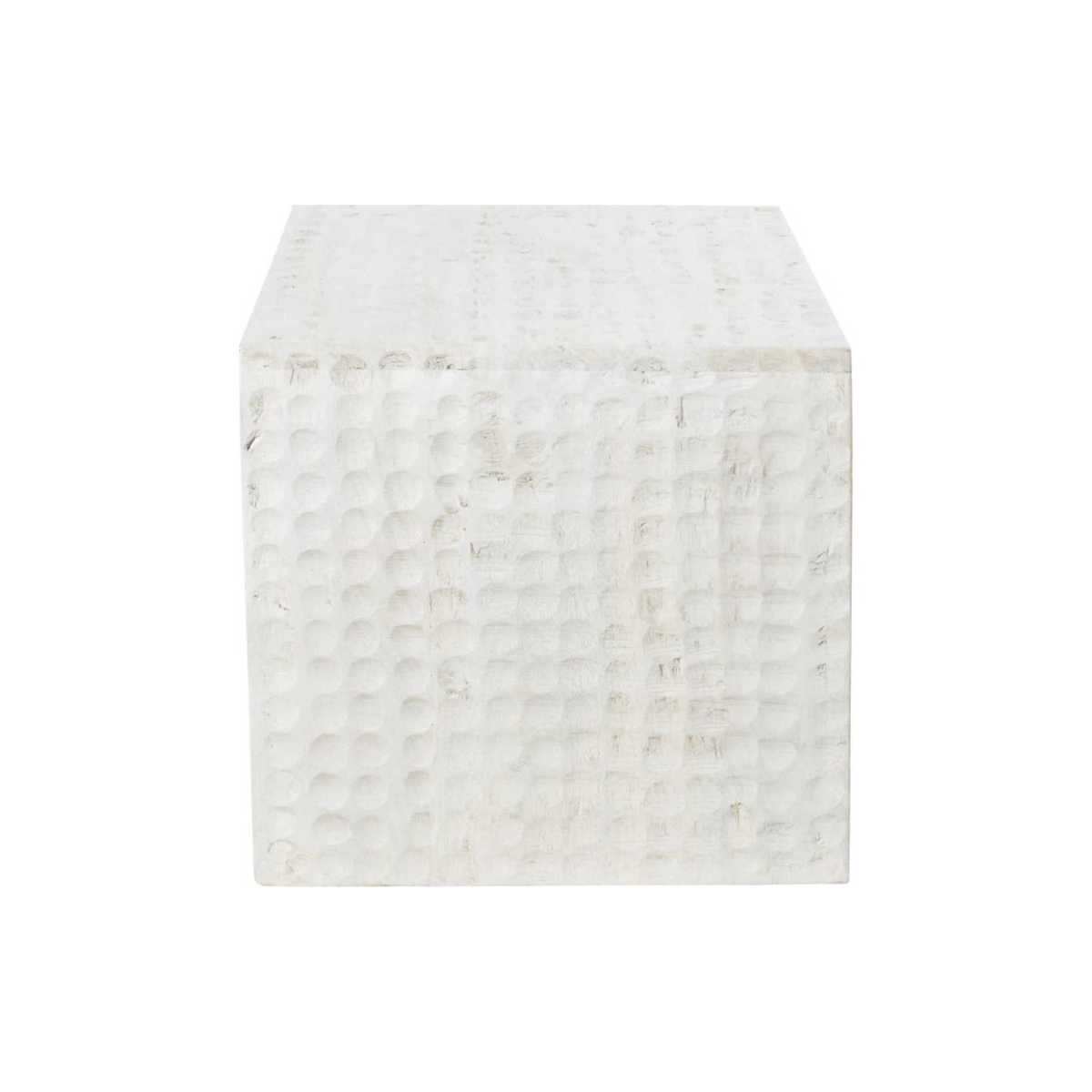 Whitewashed Carved Mango Side Table – image 2