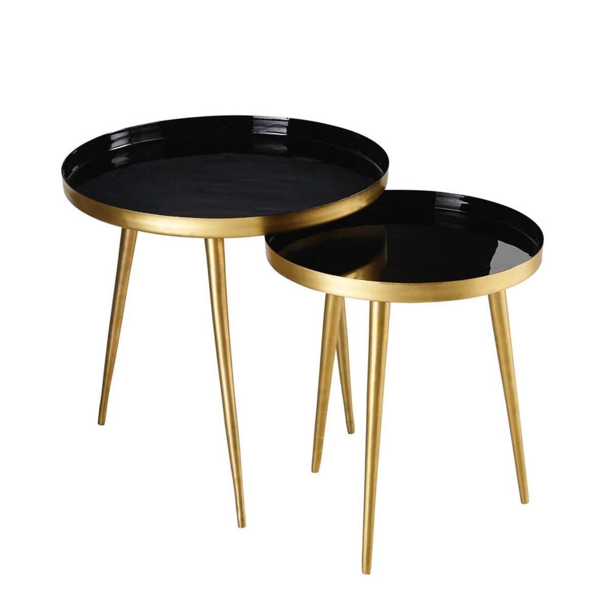 2 Gold and Black Metal Nesting End Tables – image 2