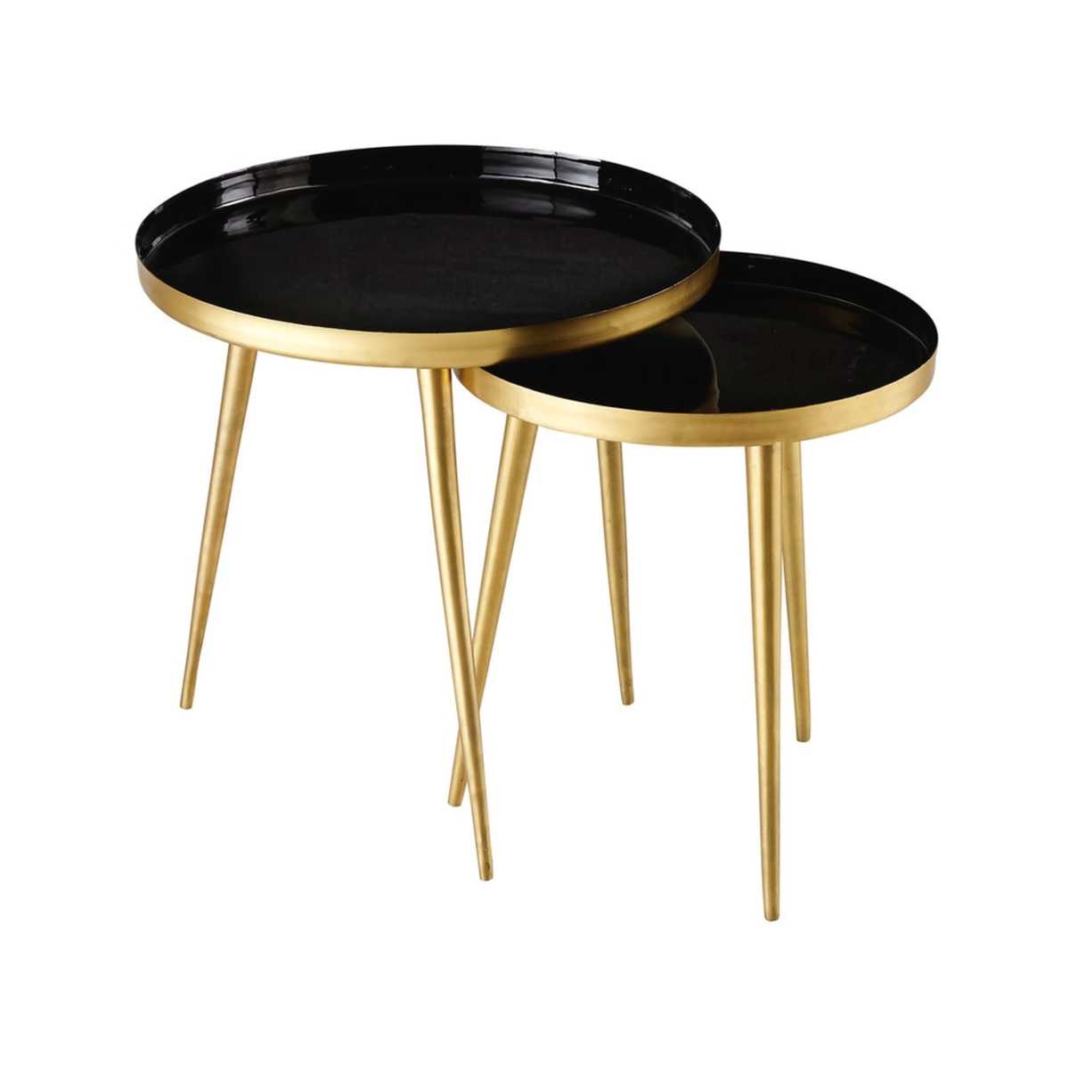 2 Gold and Black Metal Nesting End Tables – image 3