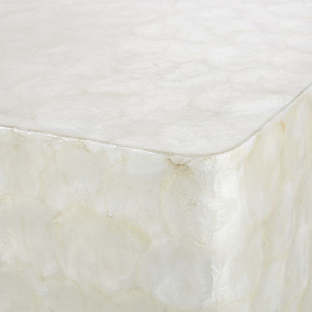 Side table in white mother-of-pearl and pine – image 3