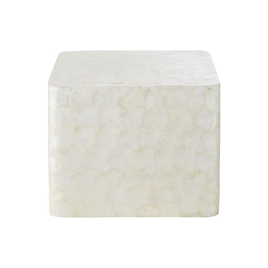 Side table in white mother-of-pearl and pine – image 2