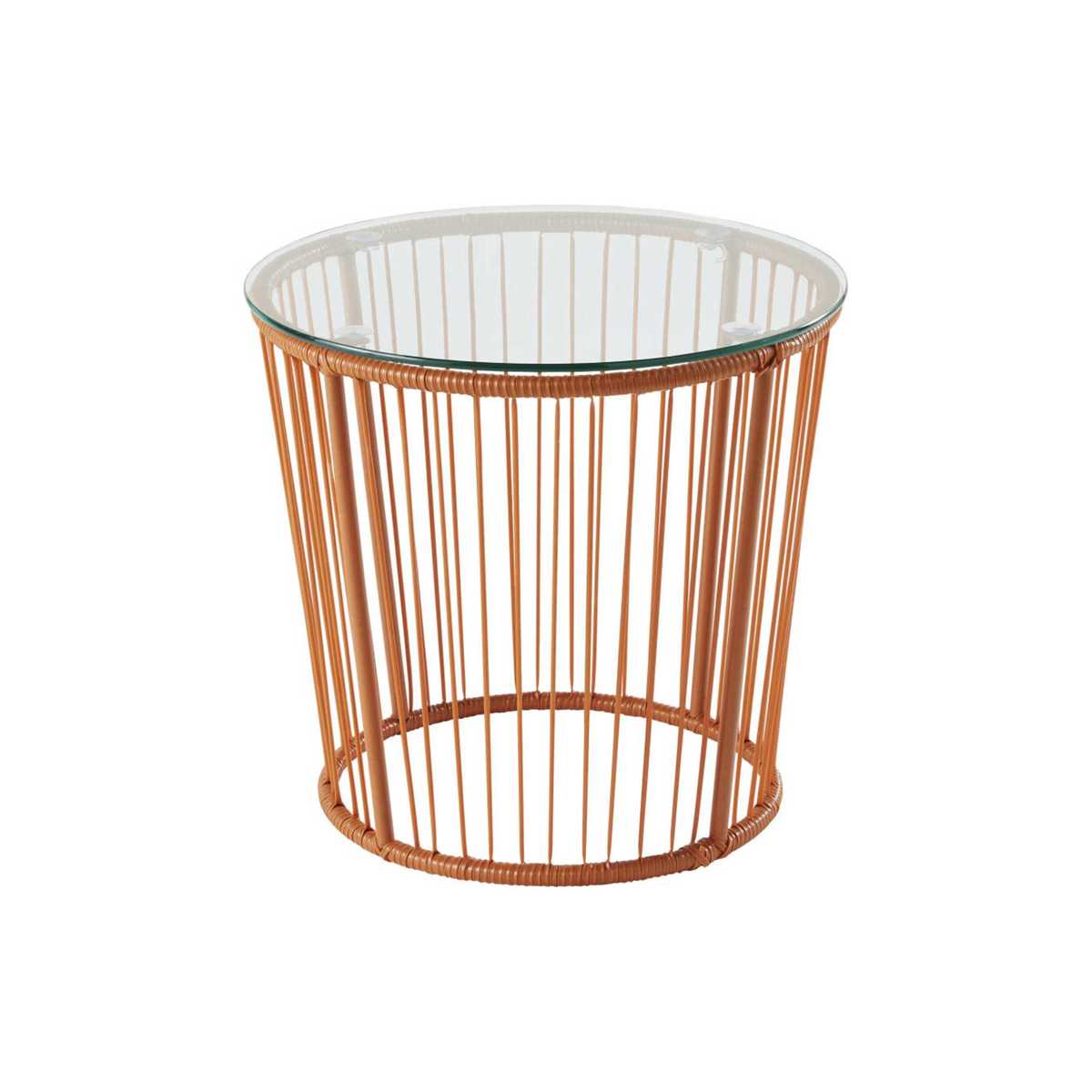 Glass and Terracotta Wire Side Table – image 1