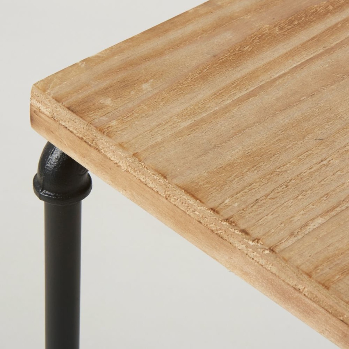 Black Metal and Fir Side Table – image 3