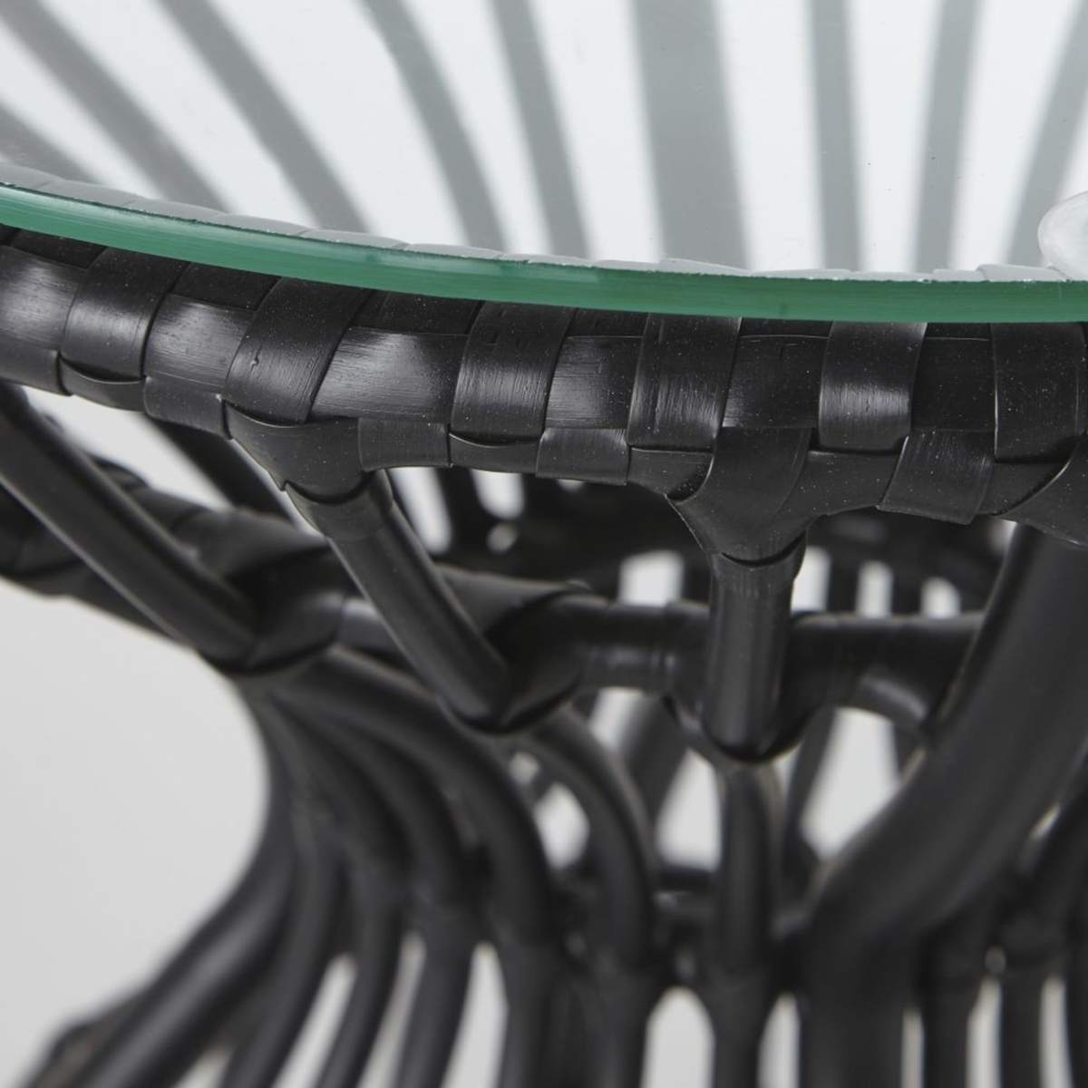Glass and Black Cut Out Metal Side Table – image 2