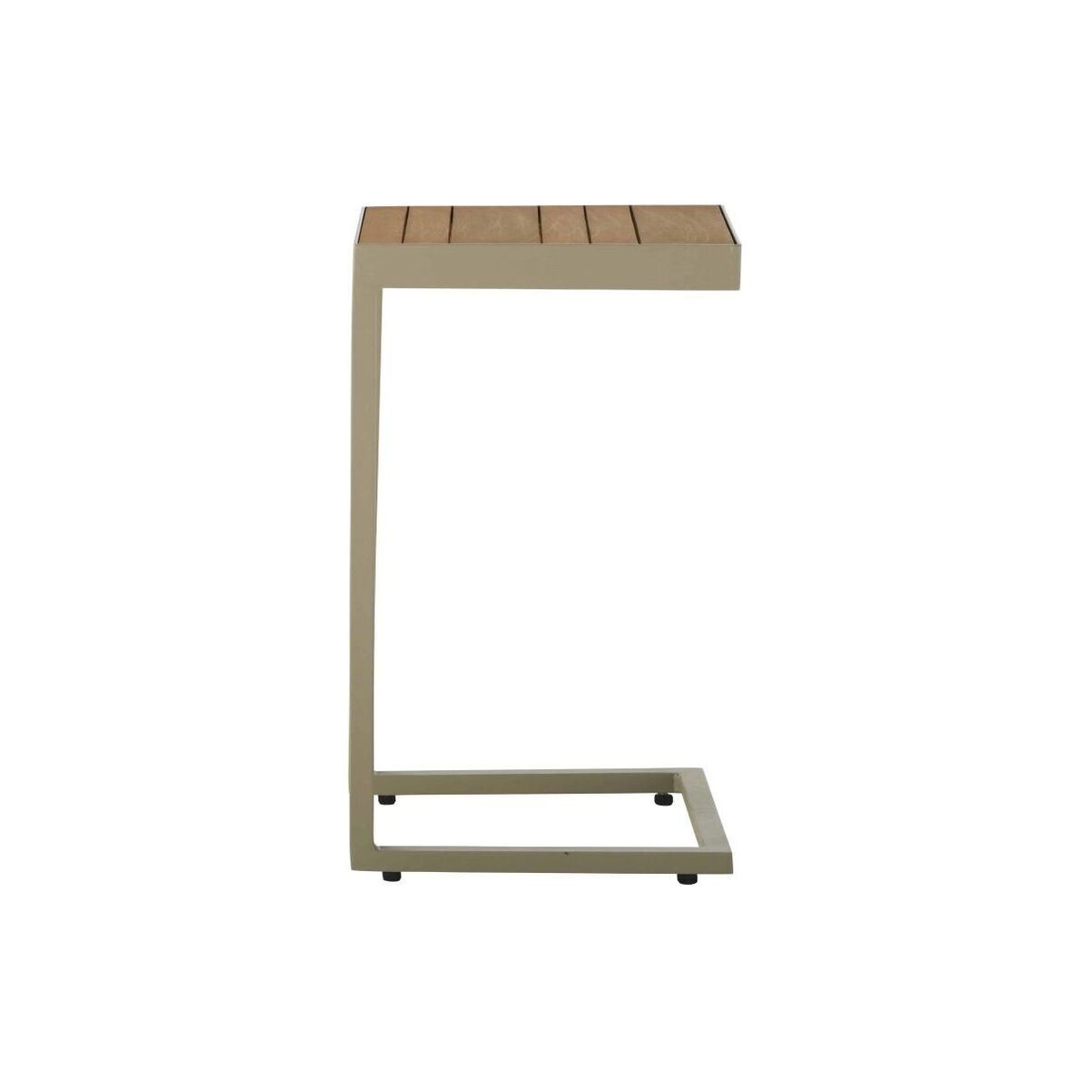 Garden side table in teak-effect solid acacia and khaki aluminium – image 2