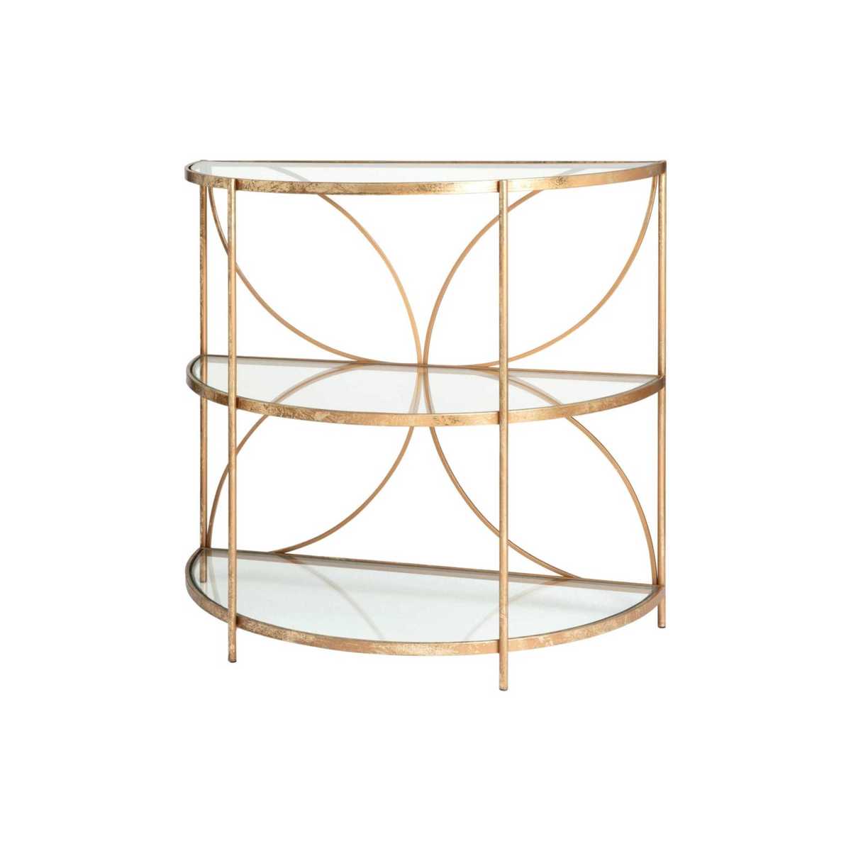 Half-Moon Gold Metal and Glass Side Table – image 2