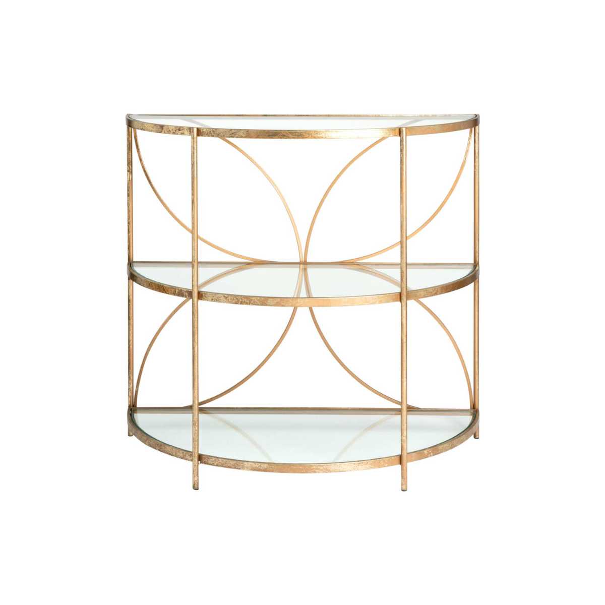 Half-Moon Gold Metal and Glass Side Table – image 1