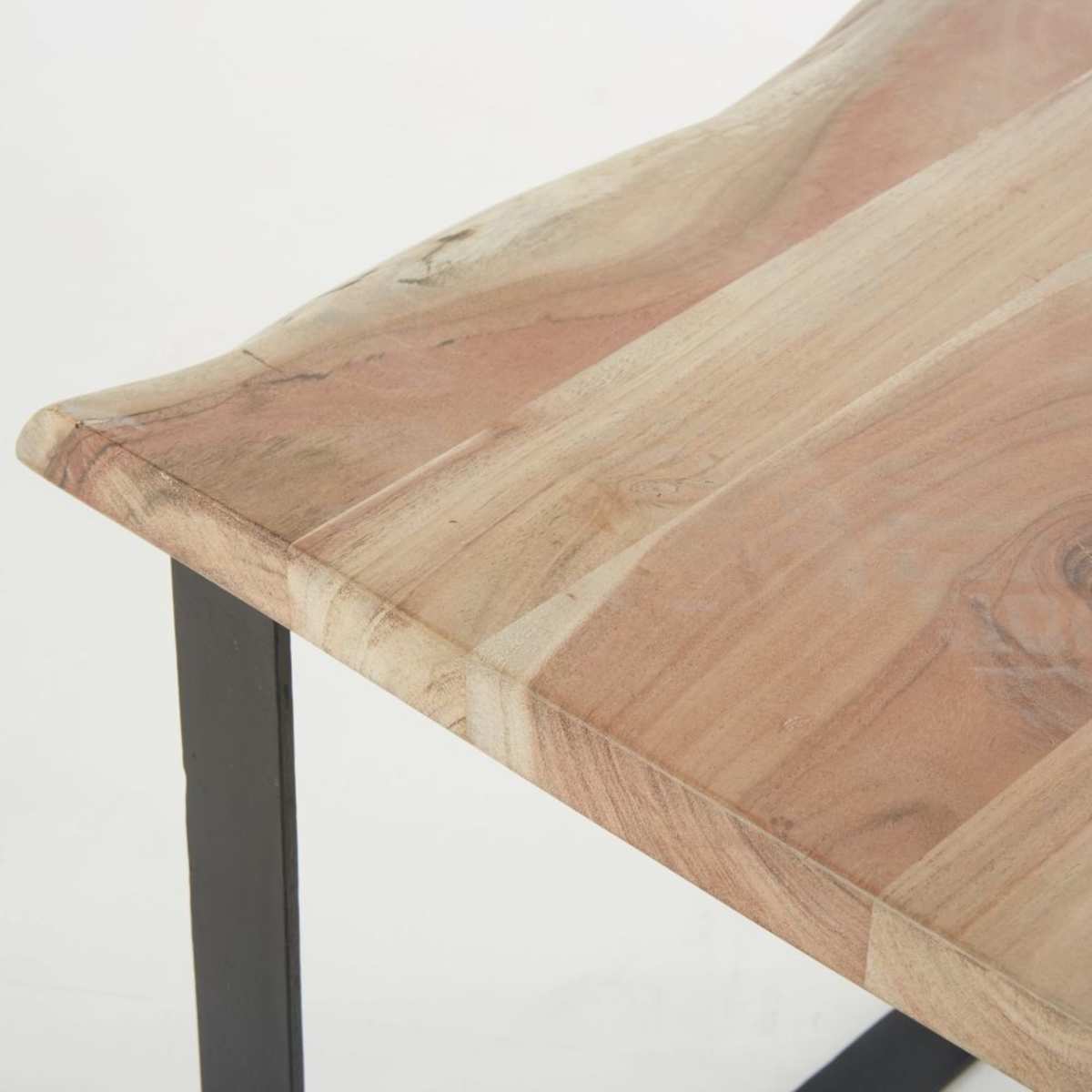 Black Metal and Acacia Side Table – image 3