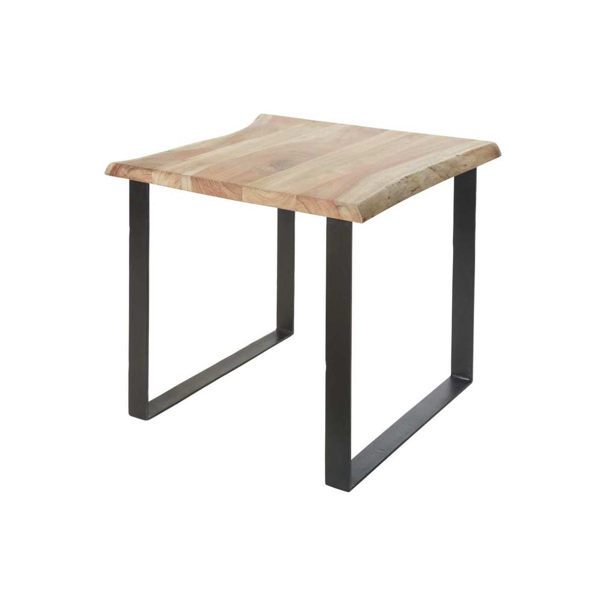 Black Metal and Acacia Side Table – image 1