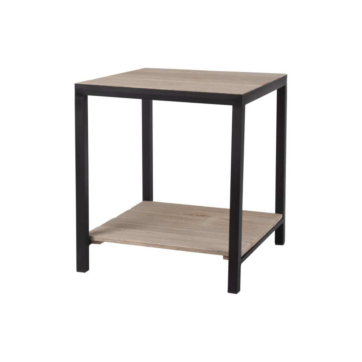 Black metal and paulownia side table – image 1