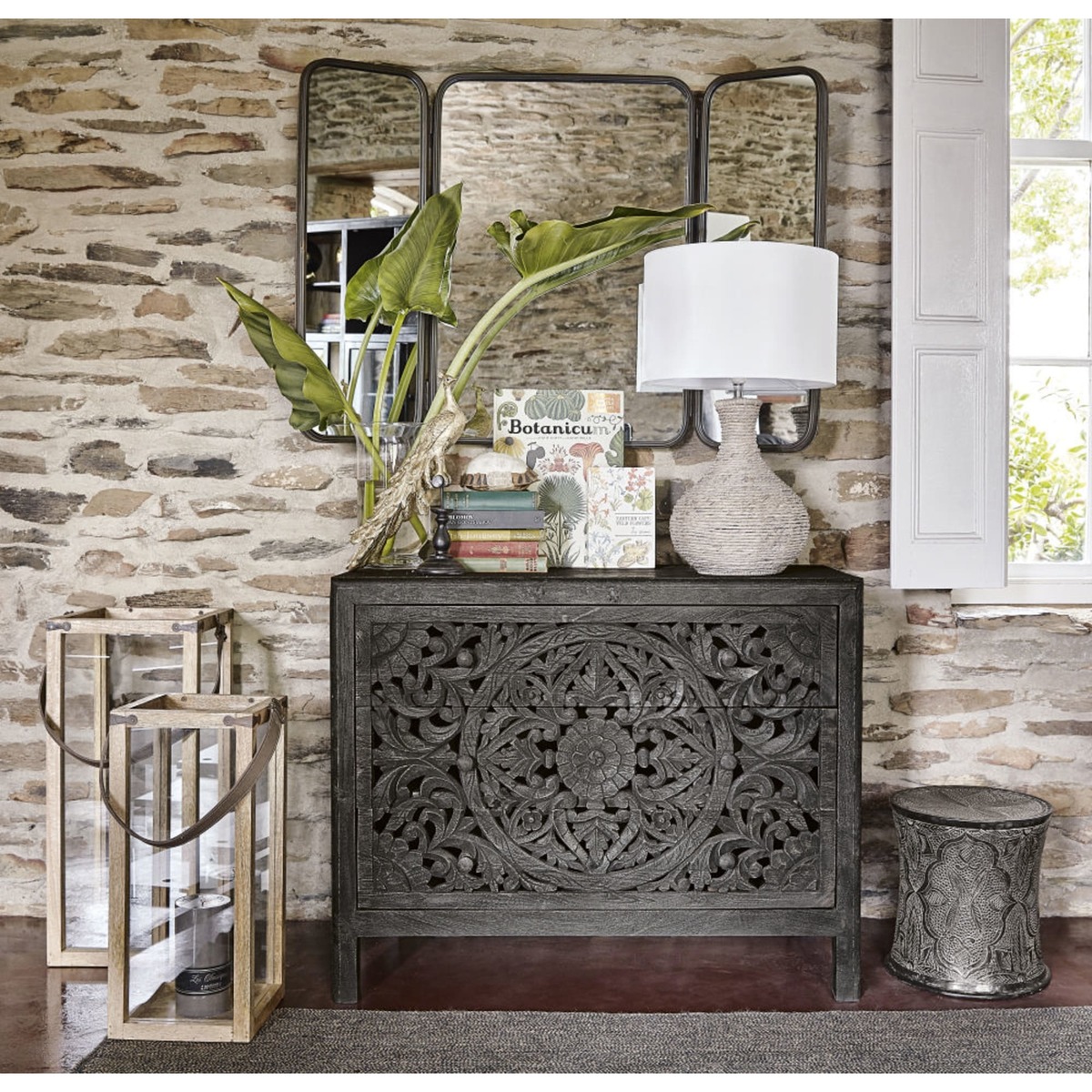 Anthracite Grey Sculpted Metal Side Table – image 4