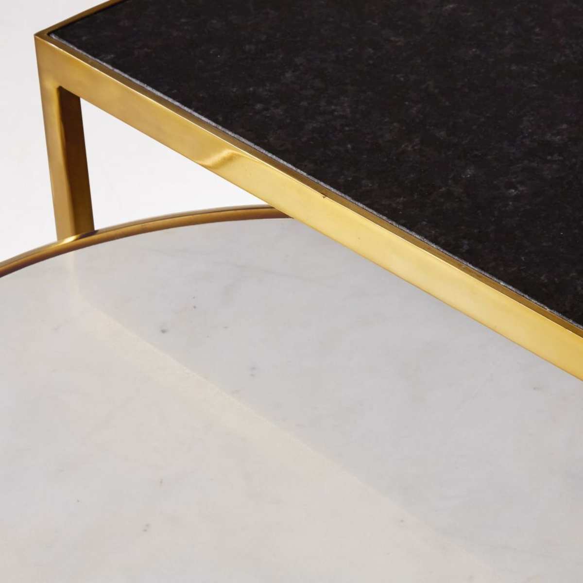Marble and Shiny Gold Metal Side Tables (x3) – image 3