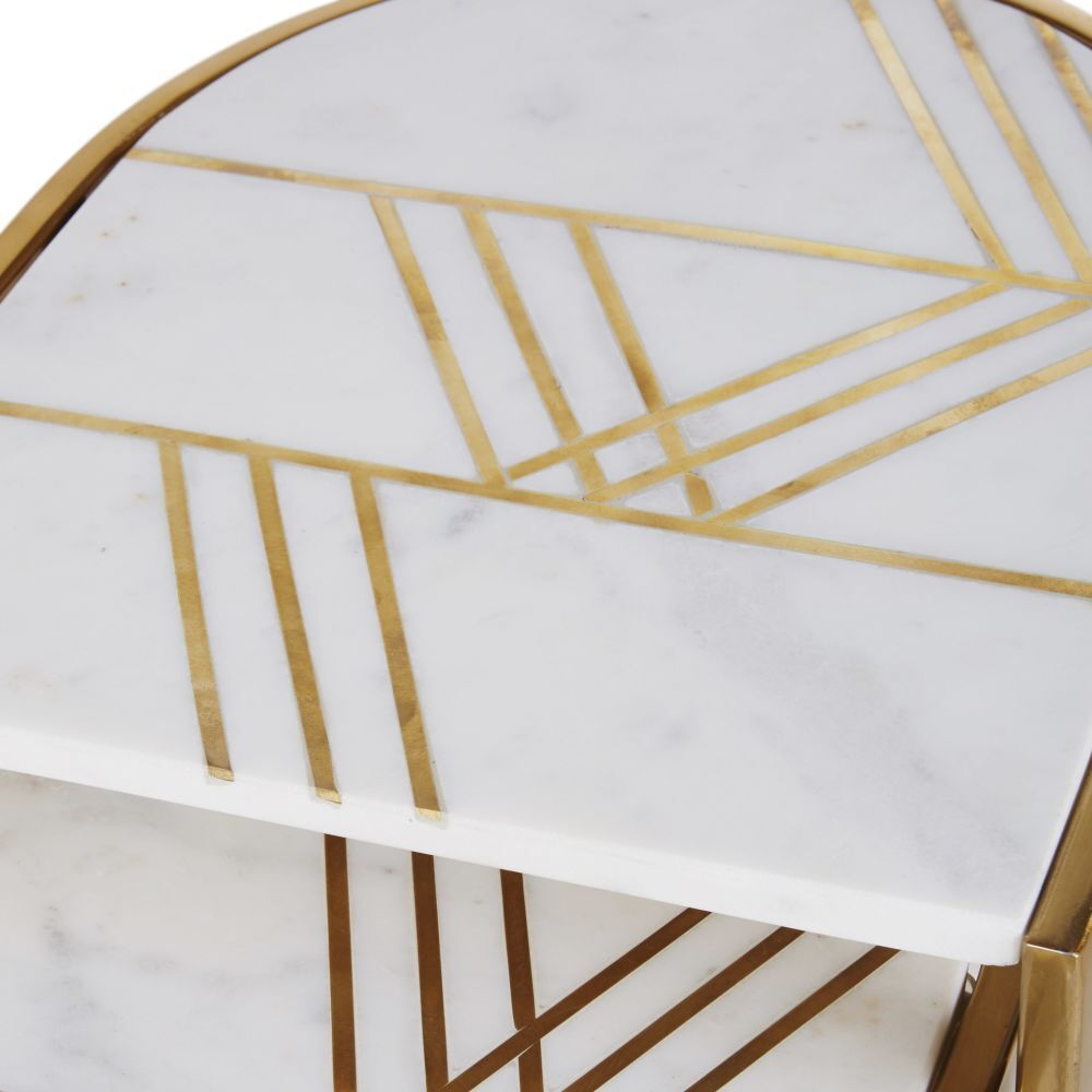 White marble and gold steel side tables – image 3