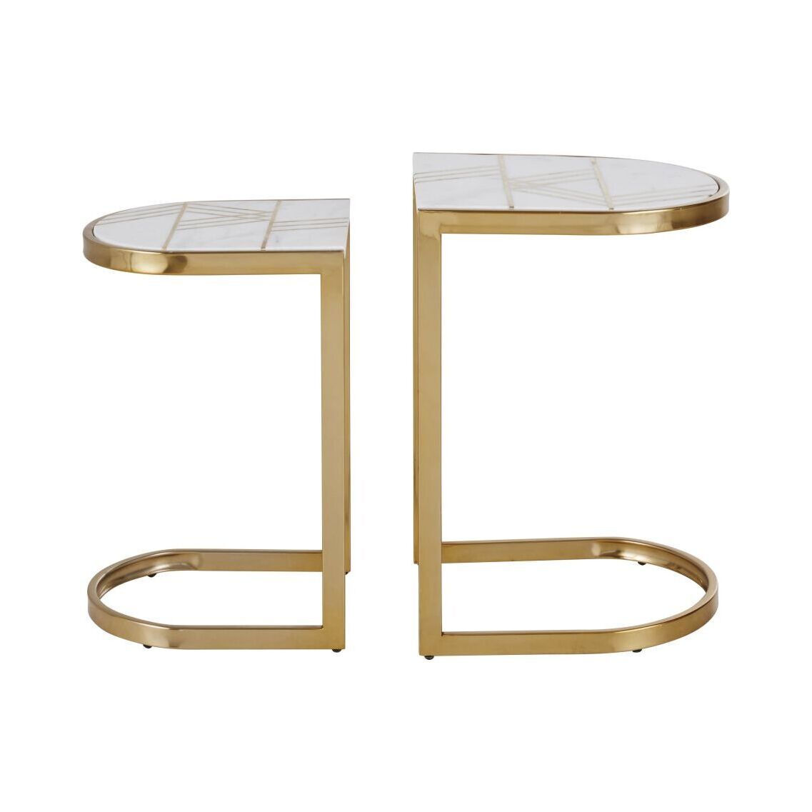 White marble and gold steel side tables – image 2