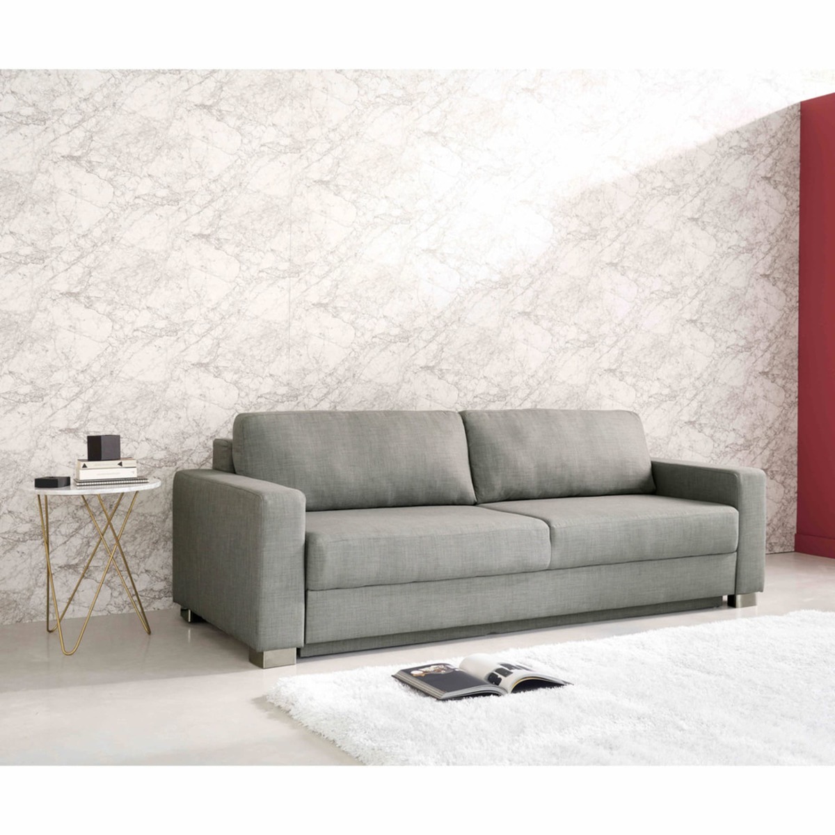 Light-coloured marble and gold metal side table – image 7