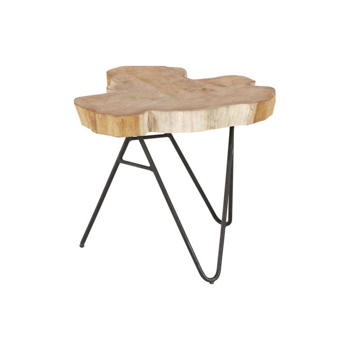 Black metal and teak root side table Tuvalu – image 2