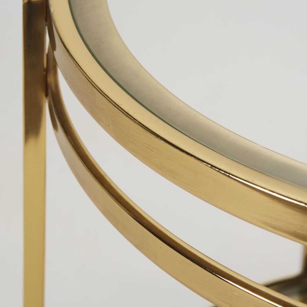 Gold Metal and Glass Side Table with Two Surfaces – image 3
