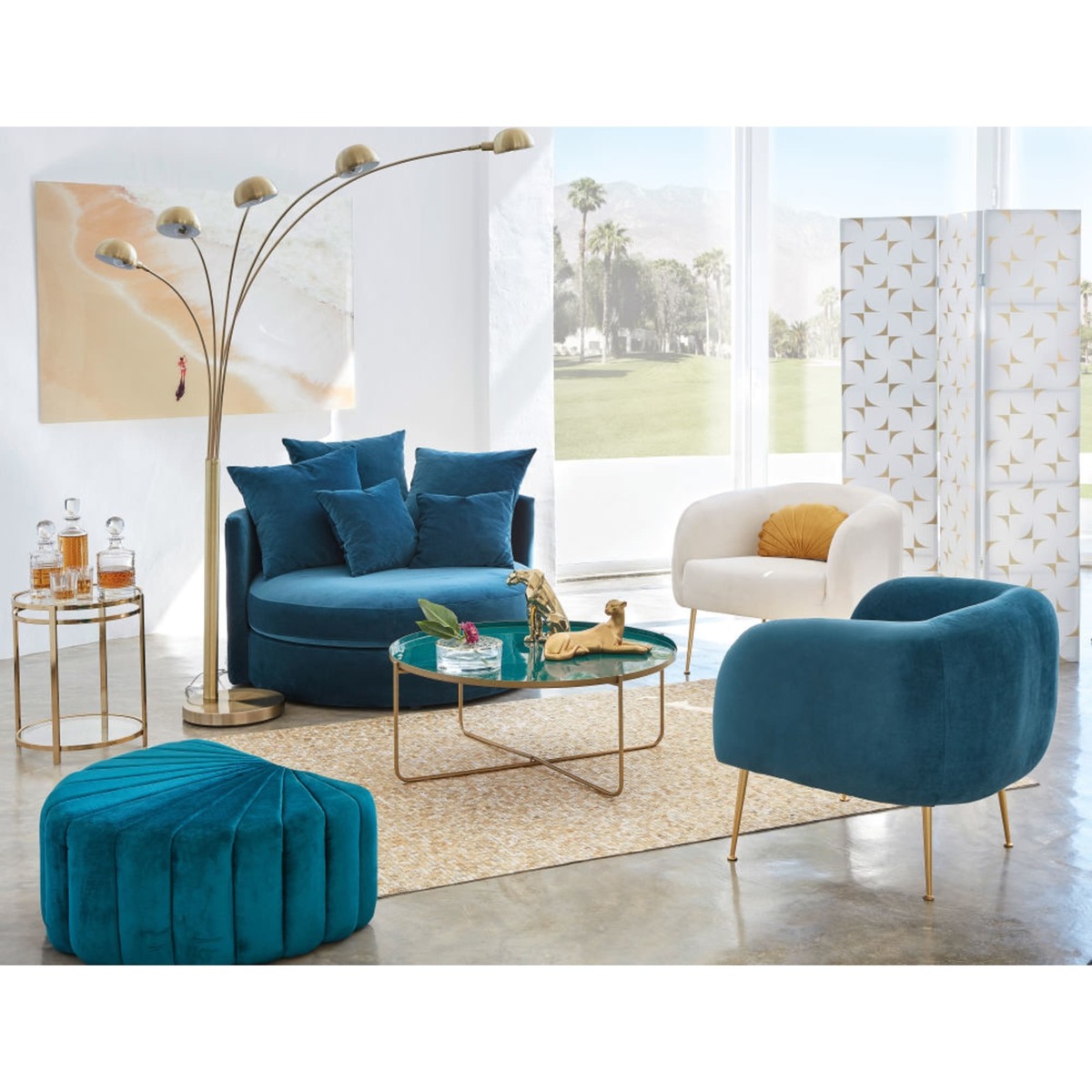 Gold Metal and Glass Side Table with Two Surfaces – image 5