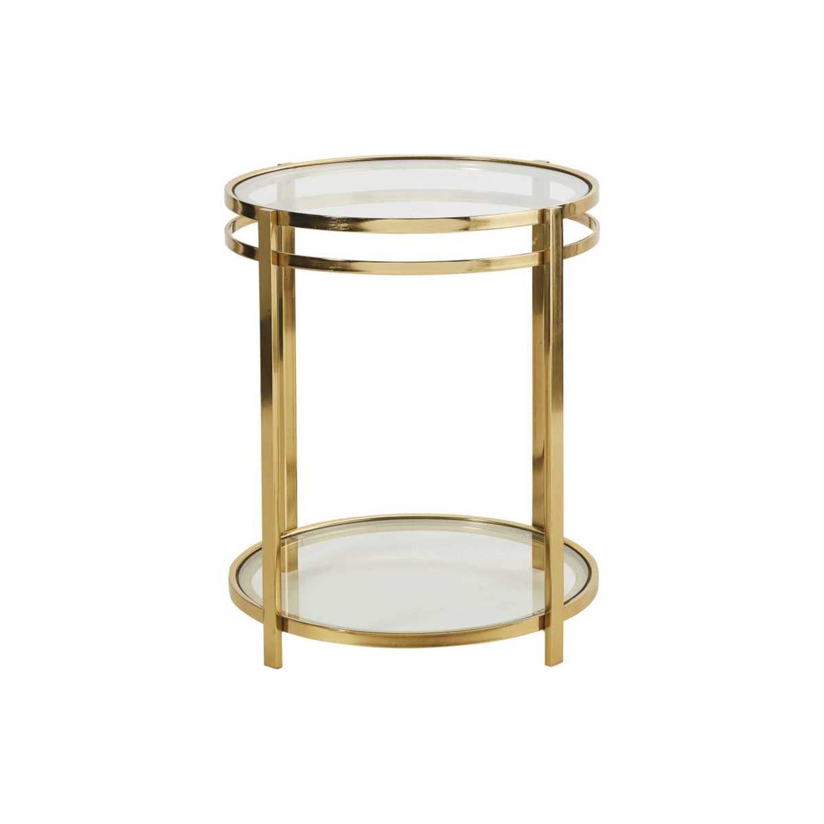 Gold Metal and Glass Side Table with Two Surfaces – image 2