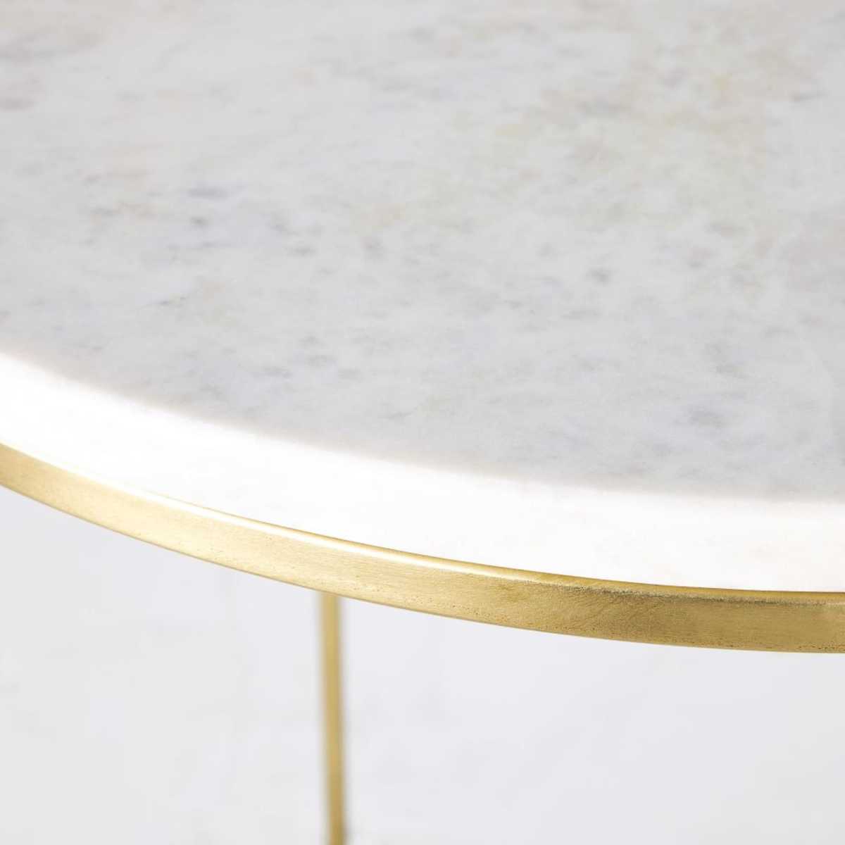 2 Golden Metal and White Marble Bedside Tables Midtown – image 3