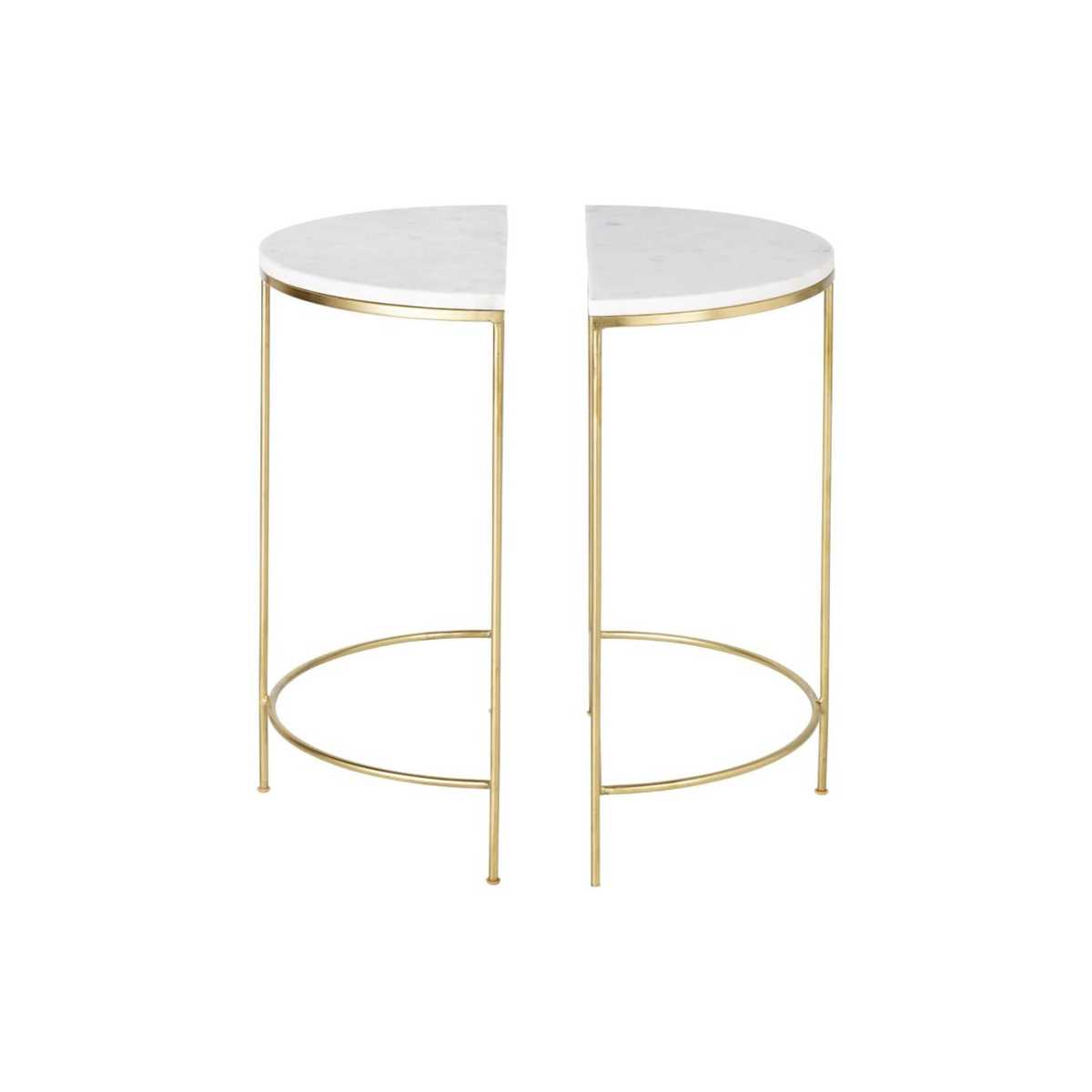 2 Golden Metal and White Marble Bedside Tables Midtown – image 2