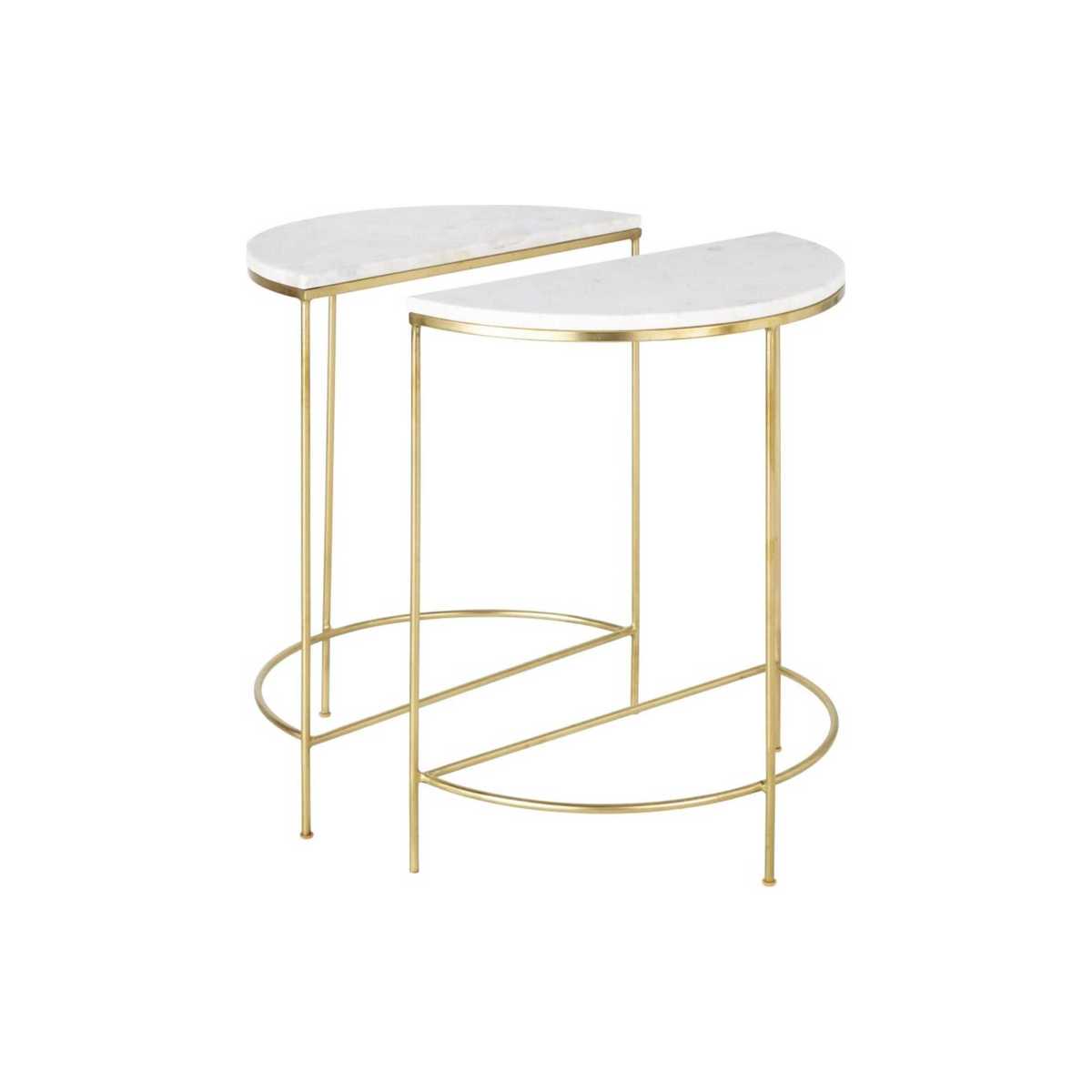 2 Golden Metal and White Marble Bedside Tables Midtown – image 1
