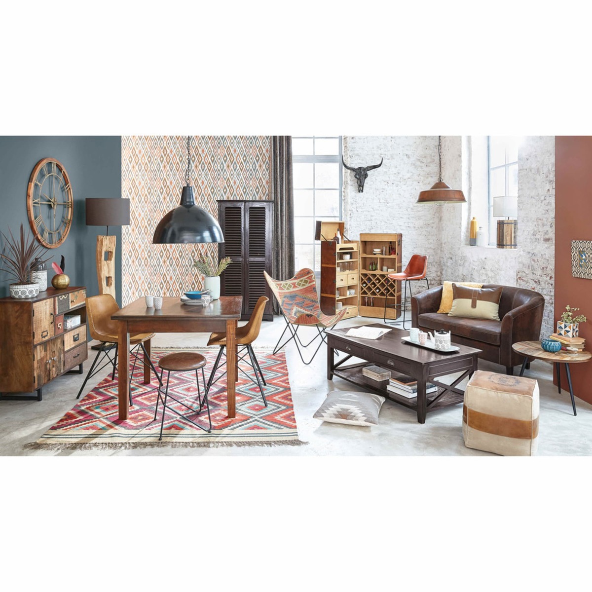 Teak and Black Metal End Table – image 6
