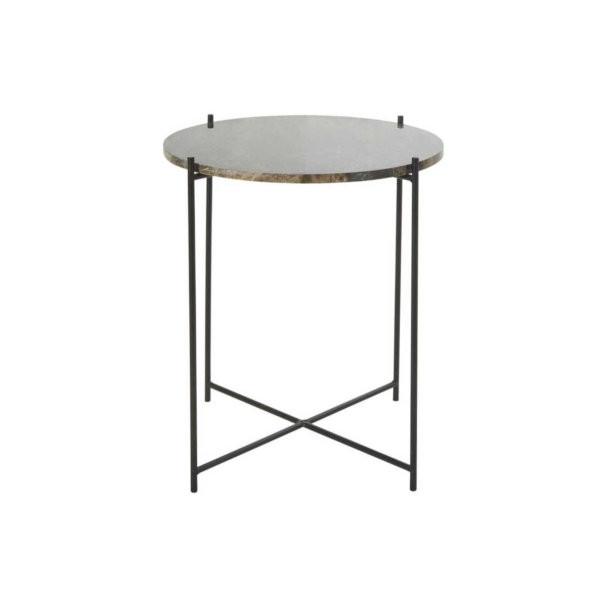 Brown Marble and Black Metal Side Table – image 2