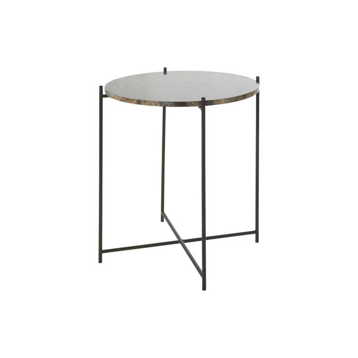 Brown Marble and Black Metal Side Table – image 1
