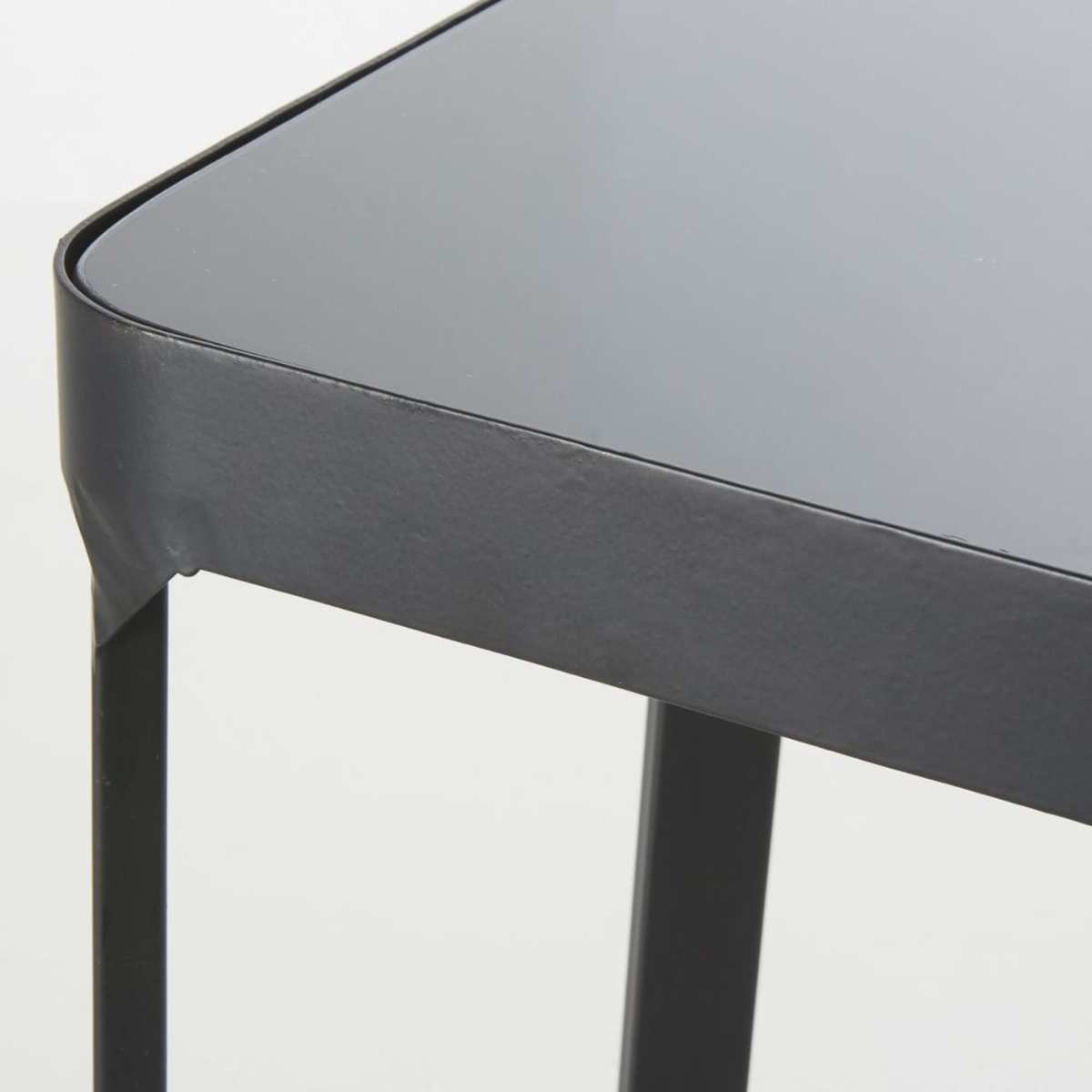Black Smoked Glass and Metal Side Table – image 4