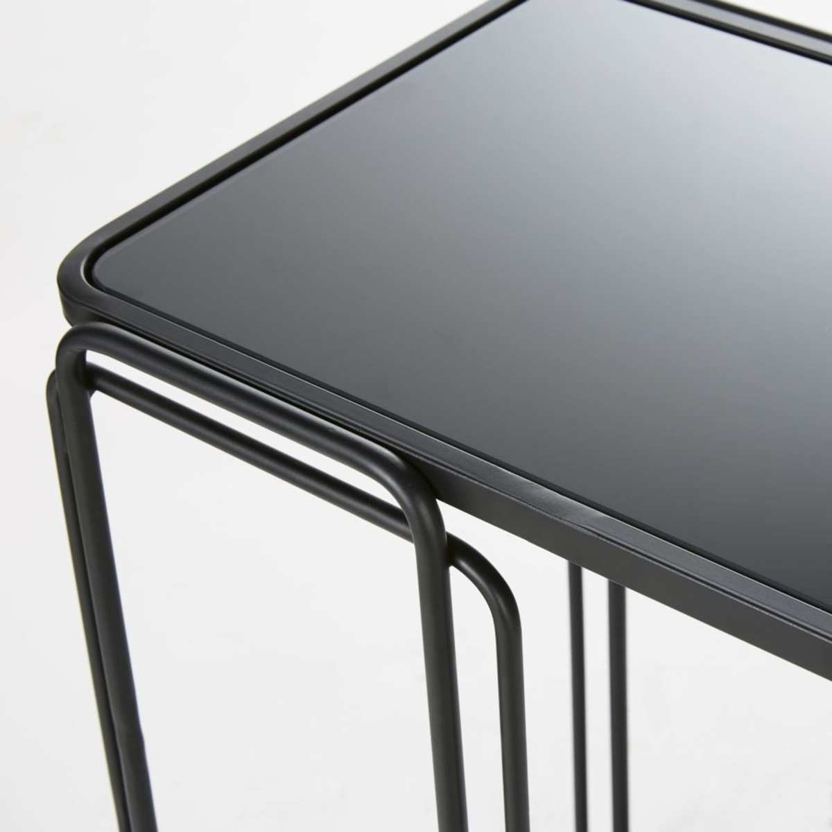 Black Glass and Metal Side Table – image 3